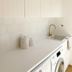 HVG Wilsonart: Designer White laundry benchtop - scratch resistant AEON laminate 